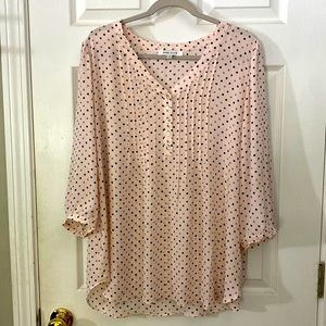 NWOT Sheer light pink blouse with polka dots